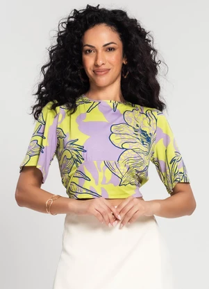 Rovitex - Blusa Cropped Feminina Manga Ampla Verde - ROVITEX