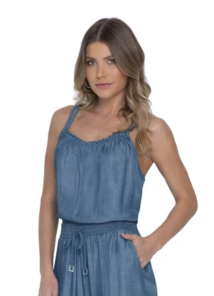 Rovitex - Blusa de Alca Dupla em Liocel Azul - ROVITEX
