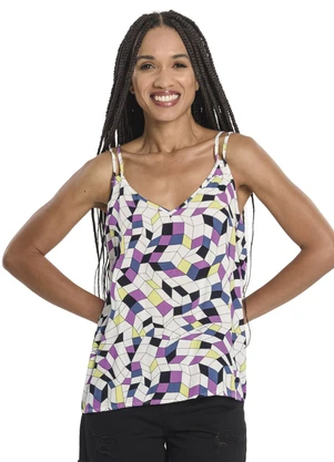 Rovitex - Blusa de Alça Feminina Estampada Roxo - ROVITEX