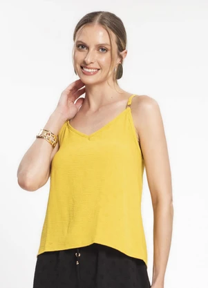 Rovitex - Blusa de Alça Regulável em Air Flow Poá Amarelo - ROVITEX