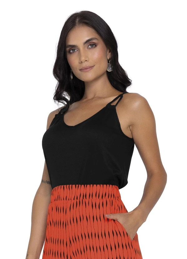 Rovitex - Blusa de Alça Semi Acabada Malha Delicate Preto