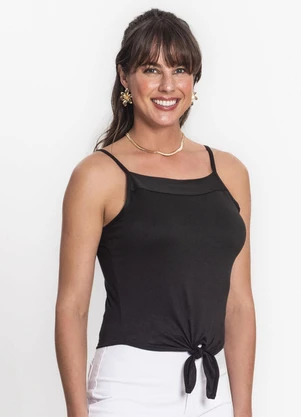 Rovitex - Blusa de Alça Semi Acabada Malha Delicate Preto - ROVITEX