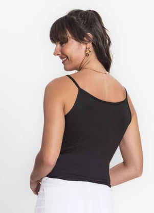 Rovitex - Blusa de Alça Semi Acabada Malha Delicate Preto - ROVITEX