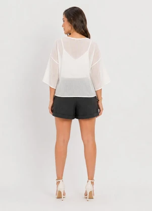 Rovitex - Blusa Feminina com Cropped Chiffon Bege - ROVITEX