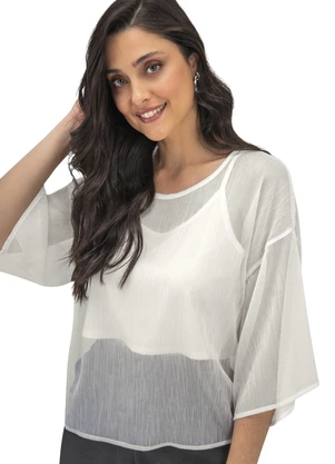 Blusa Feminina com Cropped Chiffon Rovitex (Bege) - ROVITEX