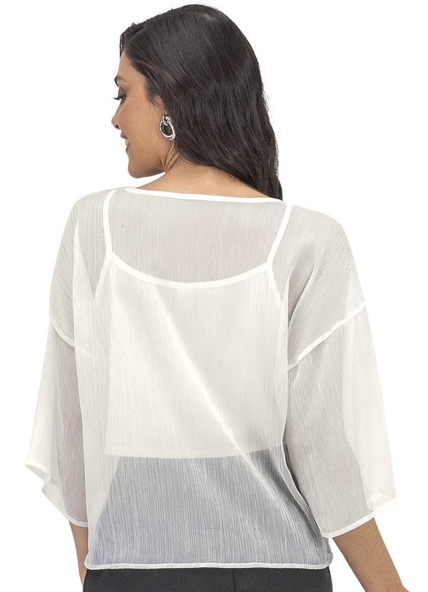 Rovitex - Blusa Feminina com Cropped Chiffon Rovitex Bege 2