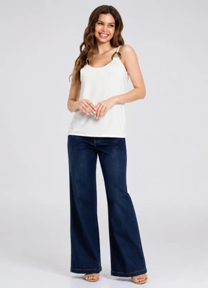 Rovitex - Blusa Feminina de Alça com Detalhe Bege - ROVITEX