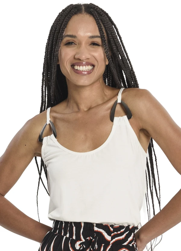 Rovitex - Blusa Feminina de Alça com Detalhe Rovitex Bege 1