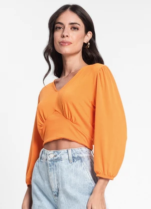Rovitex - Blusa Feminina Manga 3/4 Laranja - ROVITEX