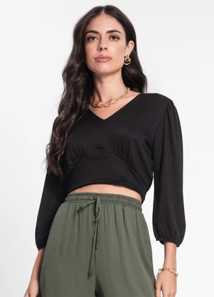 Rovitex - Blusa Feminina Manga 3/4 Preto - ROVITEX
