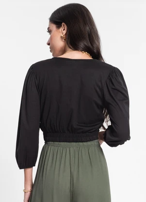 Rovitex - Blusa Feminina Manga 3/4 Preto - ROVITEX