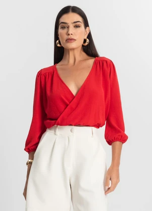 Rovitex - Blusa Feminina Manga 3/4 Vermelho - ROVITEX