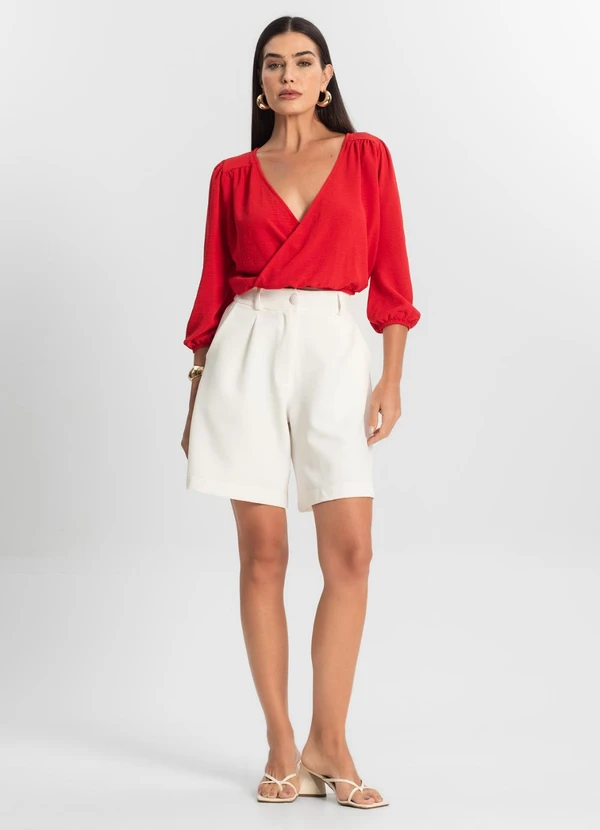 Rovitex - Blusa Feminina Manga 3/4 Vermelho