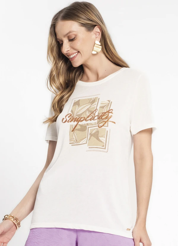 Rovitex - Blusa Feminina Manga Curta Rovitex Bege