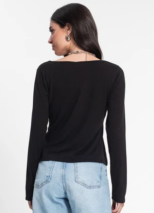 Rovitex - Blusa Feminina Manga Longa Preto - ROVITEX