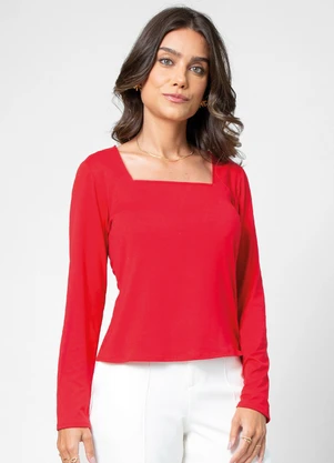 Rovitex - Blusa Feminina Manga Longa Vermelho - ROVITEX