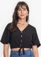 Rovitex - Camisa Feminina com Botões e Laço Verde - variação: Preto