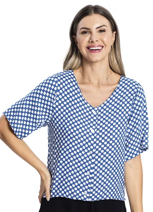 Rovitex - Camisa Feminina Viscose Creponada Azul - ROVITEX