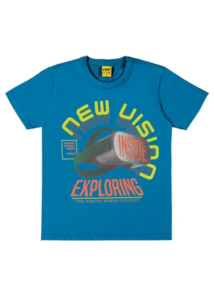Rovi Kids - Camiseta Infantil em Meia Malha Azul - ROVI KIDS