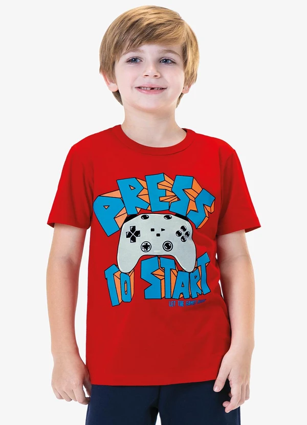Rovi Kids - Camiseta Infantil Masculina Estampada Vermelho