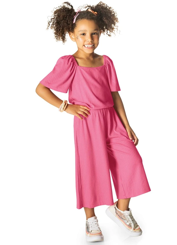 Rovi Kids - Macacão Canelado Infantil Pantarcourt Rosa