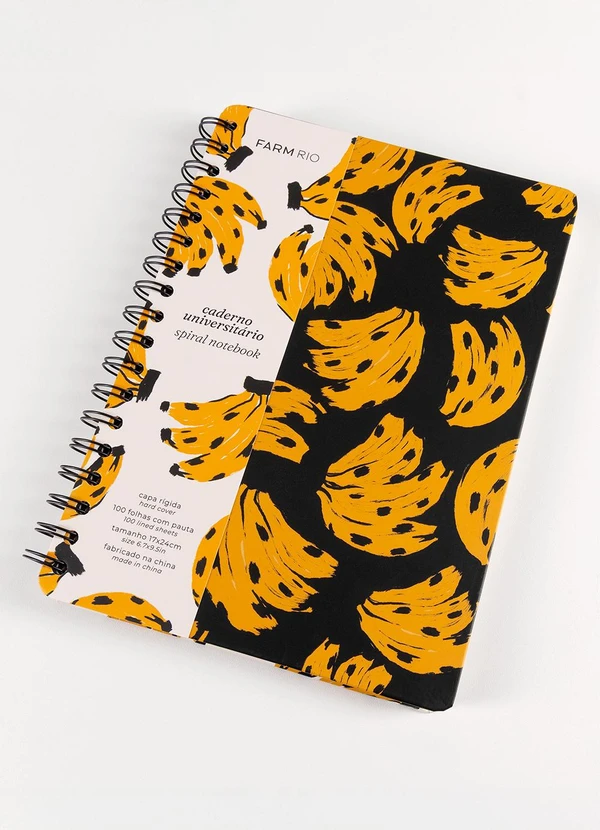 Farm Etc - Caderno Universitário Bossa Banana Preto