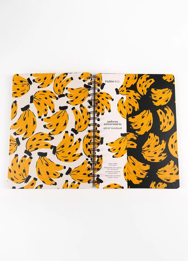 Farm Etc - Caderno Universitário Bossa Banana Preto 3