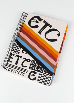 Farm - Caderno Universitário Etc Tipográfico Preto - FARM