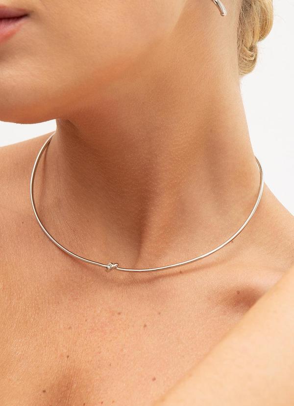 Principessa - Choker Aro Nó em Banho de Ródio Granada Branco