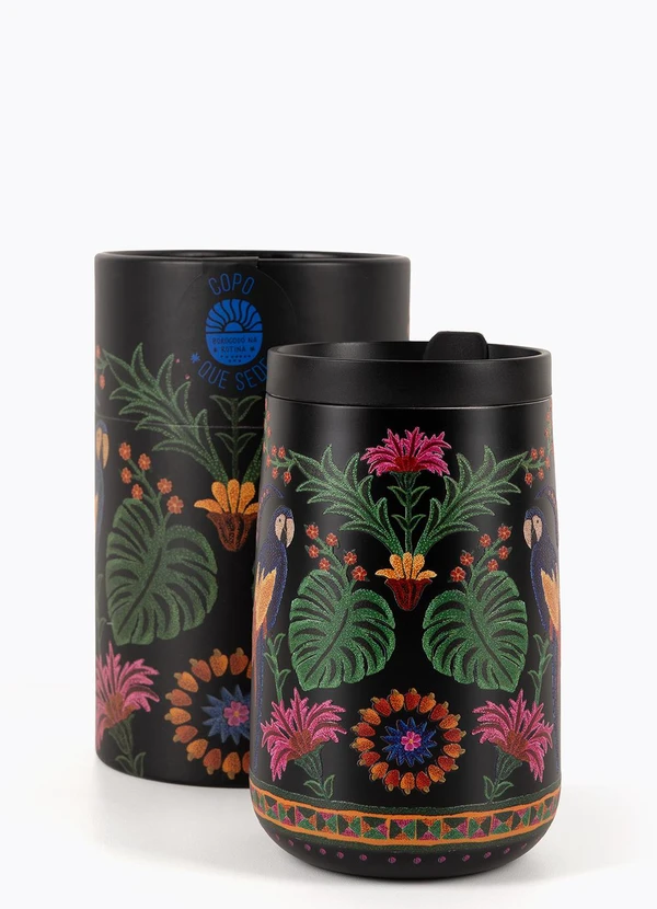Farm Etc - Copo que Sede Tapecaria Tropical 500 Ml Preto