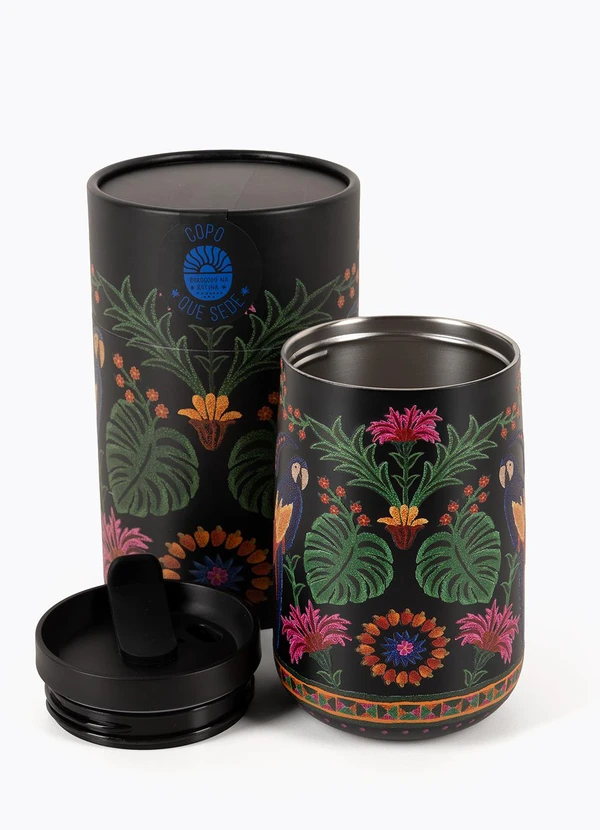 Farm Etc - Copo que Sede Tapecaria Tropical 500 Ml Preto 2