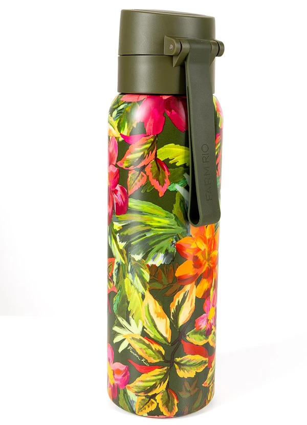 Farm Etc - Garrafa Etc 850 Ml Painted Flowers Verde 4