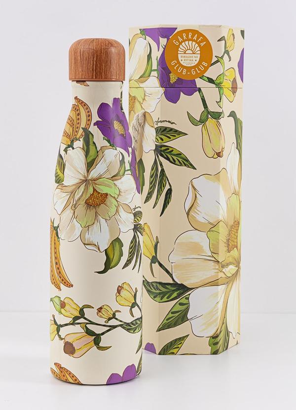 Farm Etc - Garrafa Glub 500ml Pássaro em Flor Off White