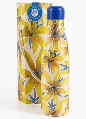 Farm Etc - Garrafa Glub Glub 500 Ml Floral Sara Amarelo - FARM ETC