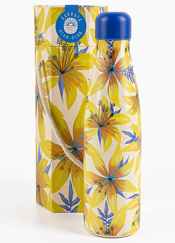Farm Etc - Garrafa Glub Glub 500 Ml Floral Sara Amarelo