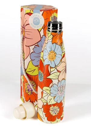 Farm Etc - Garrafa Glub Glub 500ml Floral Carolina Bege - FARM ETC