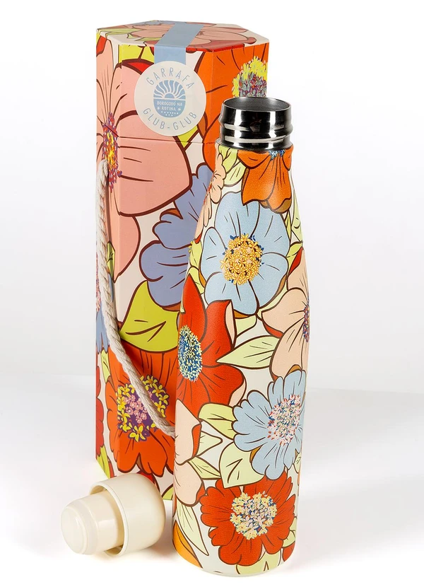 Farm Etc - Garrafa Glub Glub 500ml Floral Carolina Bege 2