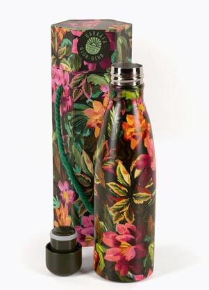 Farm Etc - Garrafa Glub Glub 500 Ml Painted Flowers Verde - FARM ETC