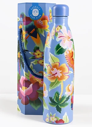 Farm Etc - Garrafa Glub Glub 750 Ml Floral Havaiano Azul - FARM ETC