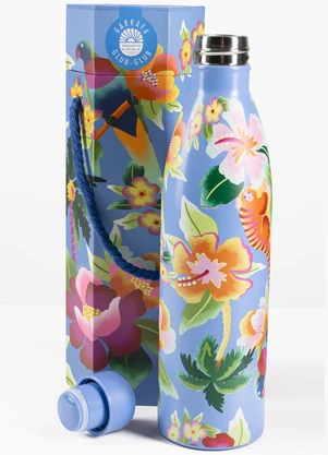Farm Etc - Garrafa Glub Glub 750 Ml Floral Havaiano Azul - FARM ETC