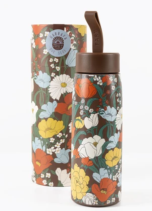 Farm Etc - Garrafa que Sede 500 Ml Floral Bucólico Marrom - FARM ETC