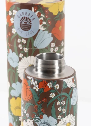 Farm Etc - Garrafa que Sede 500 Ml Floral Bucólico Marrom - FARM ETC