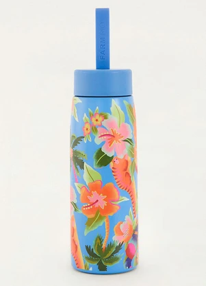 Farm Etc - Garrafa que Sede 500 Ml Floral Hawaiano Azul - FARM ETC