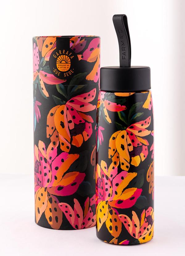 Farm Etc - Garrafa que Sede 500ml Flor de Banana Preto