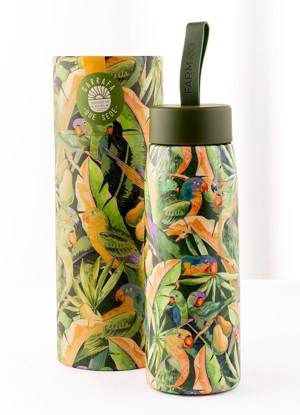 Farm Etc - Garrafa que Sede 500ml Floresta Pássaros Verde