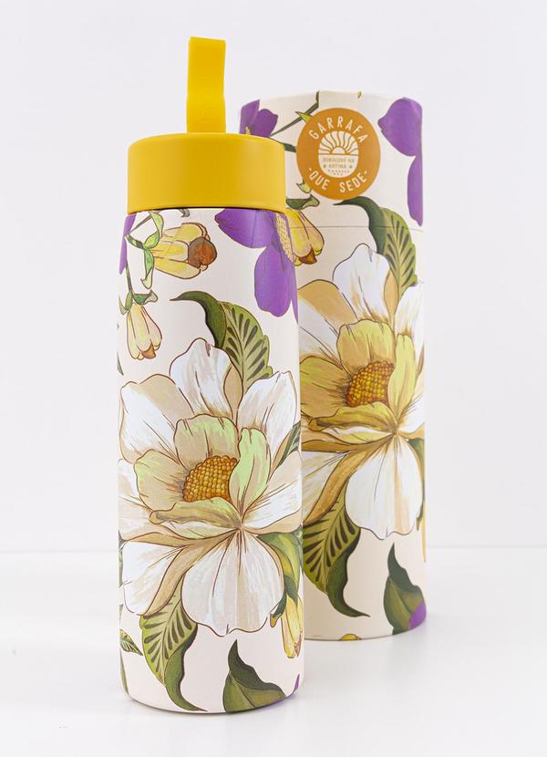 Farm Etc - Garrafa que Sede 500ml Pássaro em Flor Off White