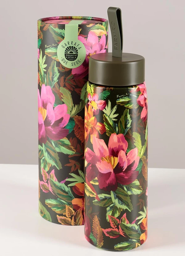 Farm - Garrafa que Sede 750ml Painted Flowers Verde