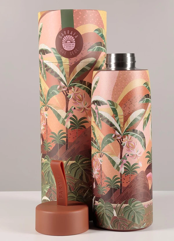 Farm Etc - Garrafa que Sede 750ml Rio de Mosaico Rosa 2