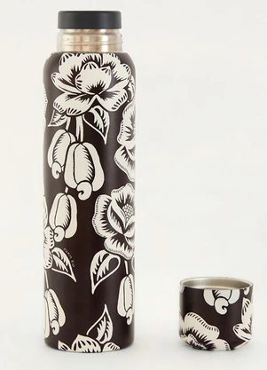 Farm Etc - Garrafa Térmica de Café Floral Caju Preto - FARM ETC