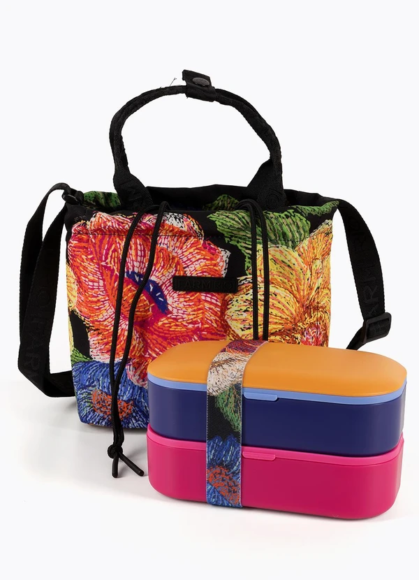 Farm Etc - Lancheira Ziriguidum Max Floral Paríso Preto